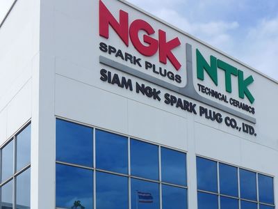 Outside the NGK spark plug factory in Thailand